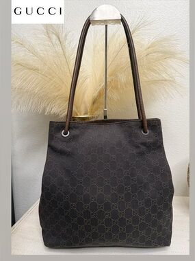 GUCCI GG Monogram Brown Canvas Tote Bag